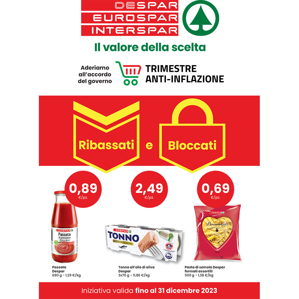 Offerta Interspar - Ribassati & Bloccati - Valida fino al 31 dicembre 2023.
